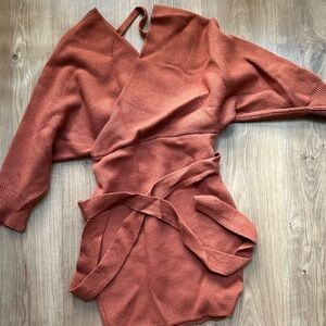 Lulu’s Rust Brown Bodycon Sweater Dress